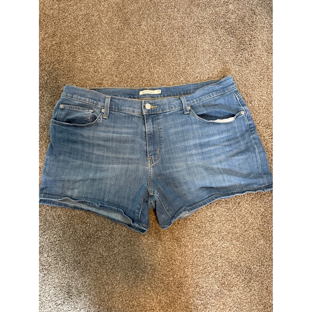 Levi's Mid Length Shorts Women 34 Blue Excellent Medium Wash Denim WaterLess